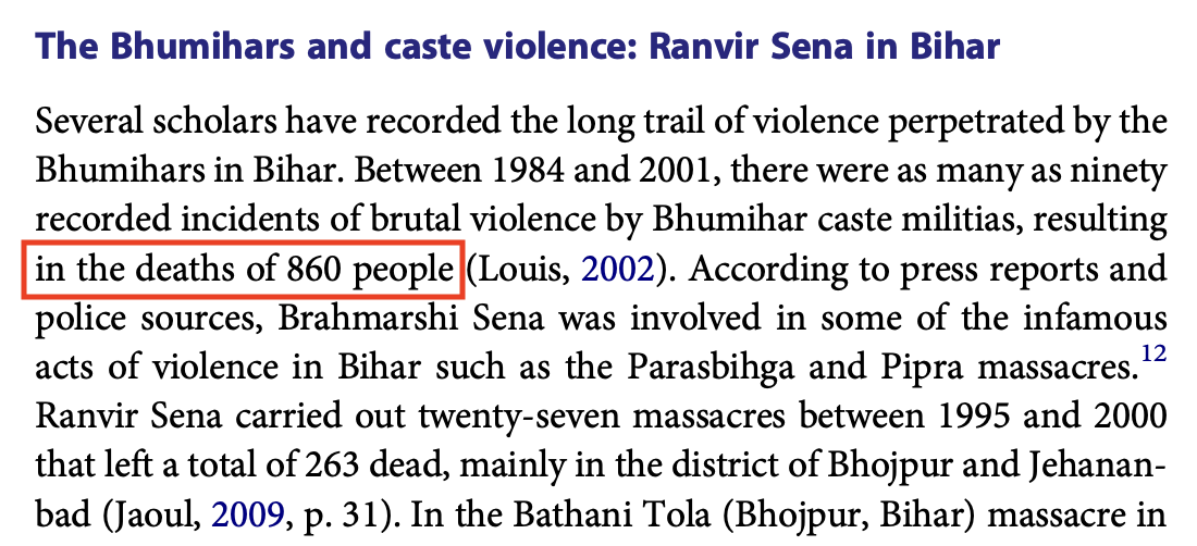 List of People Killed by Brahmarshi Sena & Sawarn Liberation Front